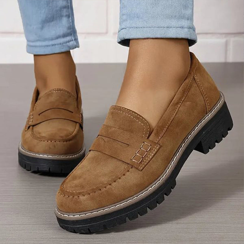 Dames Penny Loafers met Dikke Zool Bruin