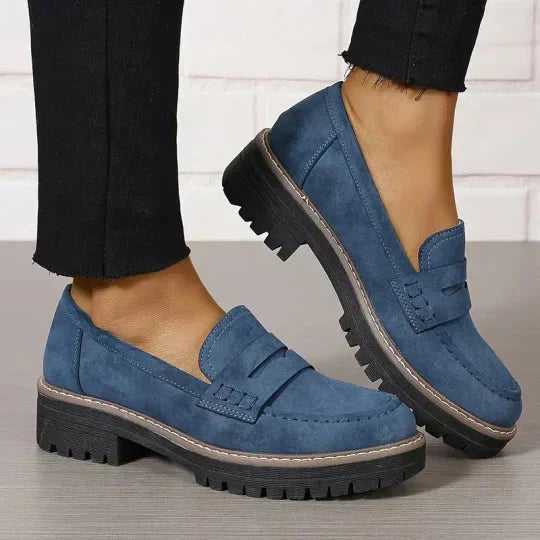 Dames Penny Loafers met Dikke Zool Blauw