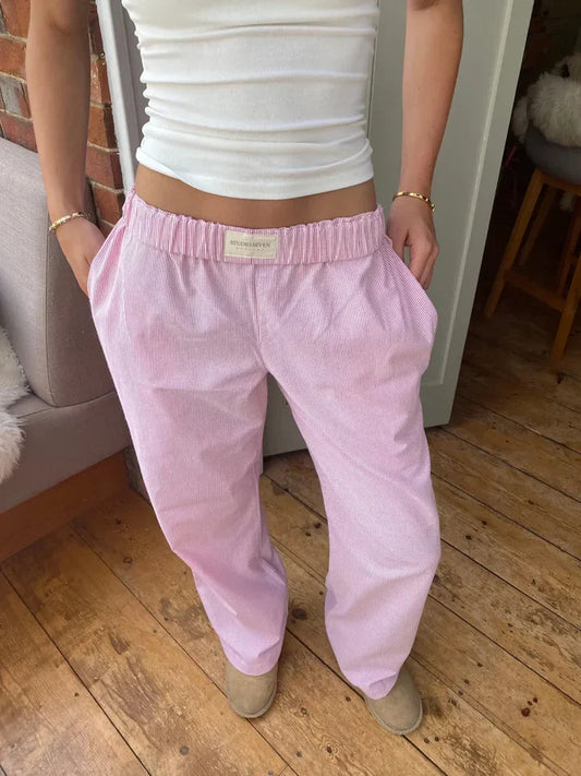 Dames Lounge Broek met Comfort Fit van Katoen Roze