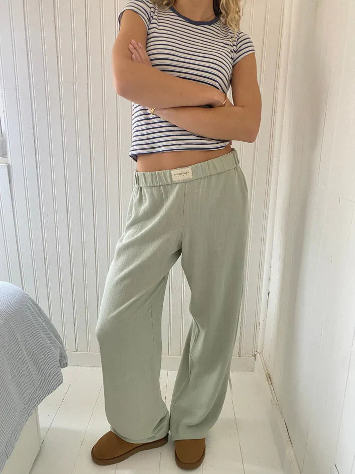 Dames Lounge Broek met Comfort Fit van Katoen Groen
