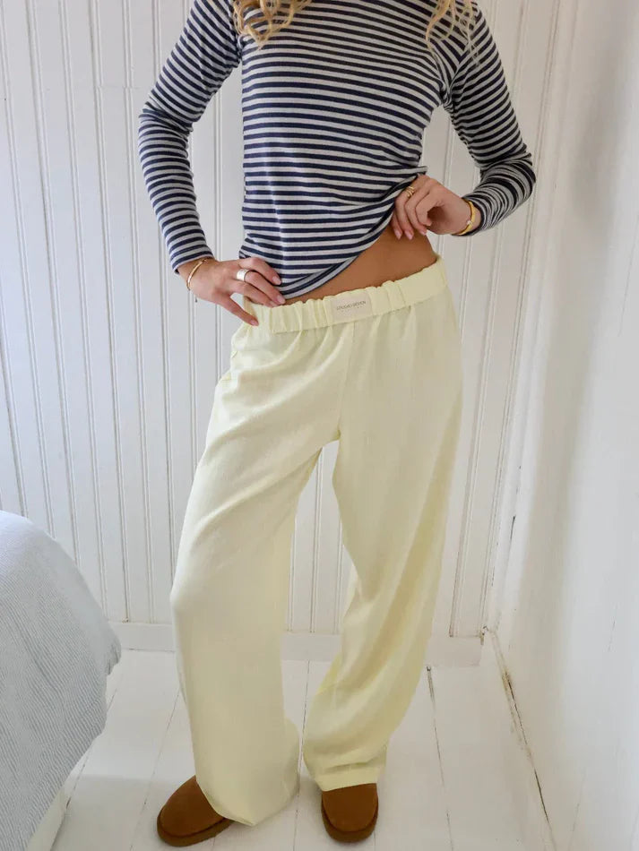 Dames Lounge Broek met Comfort Fit van Katoen Geel