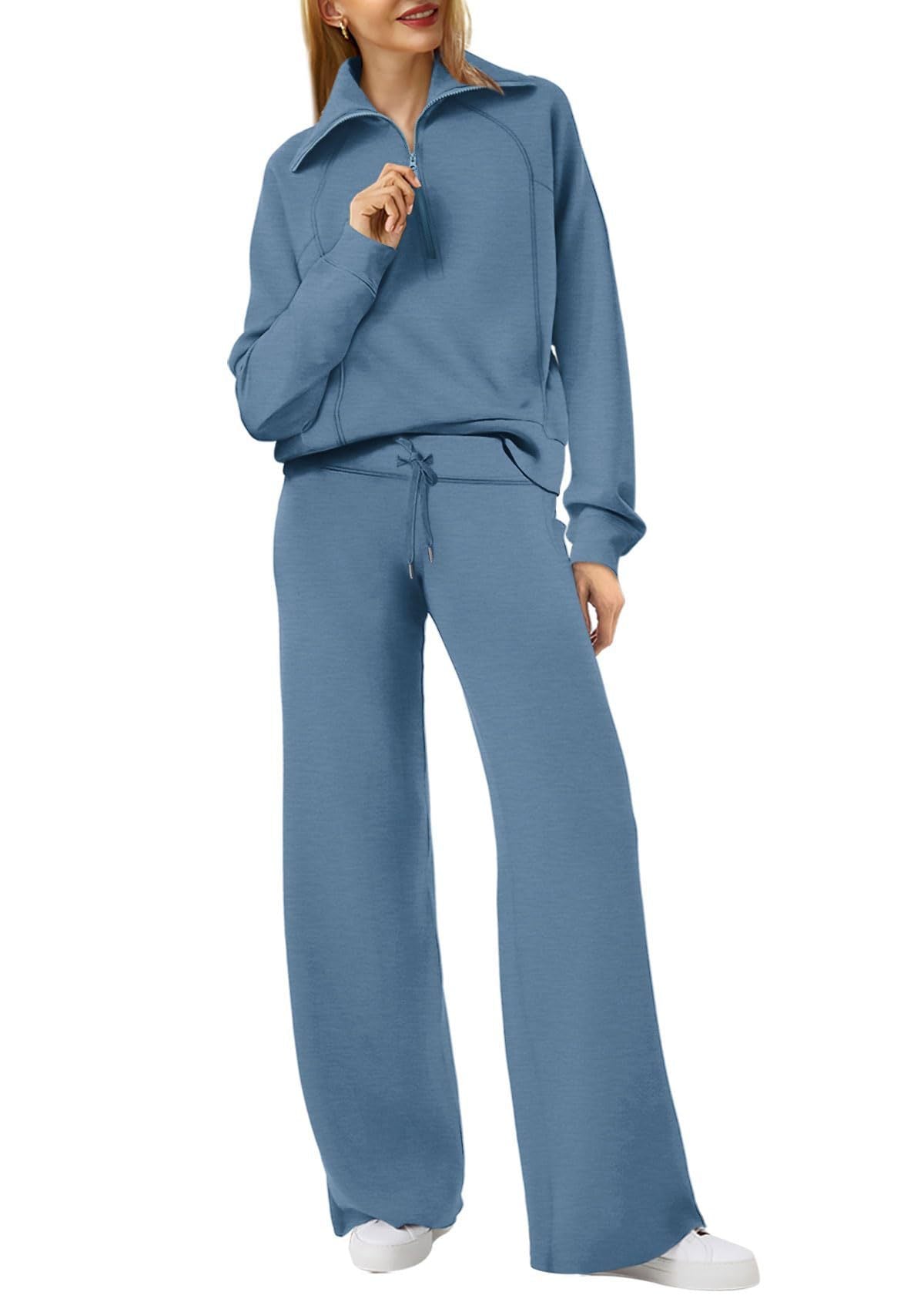 Dames Lounge Set met Lange Mouwen en Ritssluiting Blauw