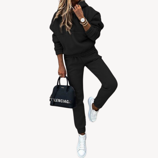Dames Loungewear Set met Hoodie en Joggers in Relaxed Fit Zwart