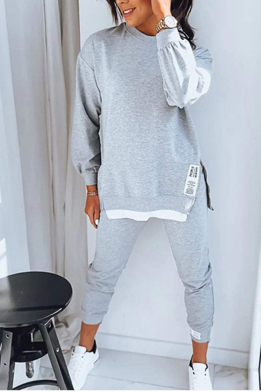 Dames Loungewear Set met Sweatshirt en Broek in Relaxed Pasvorm Grijs