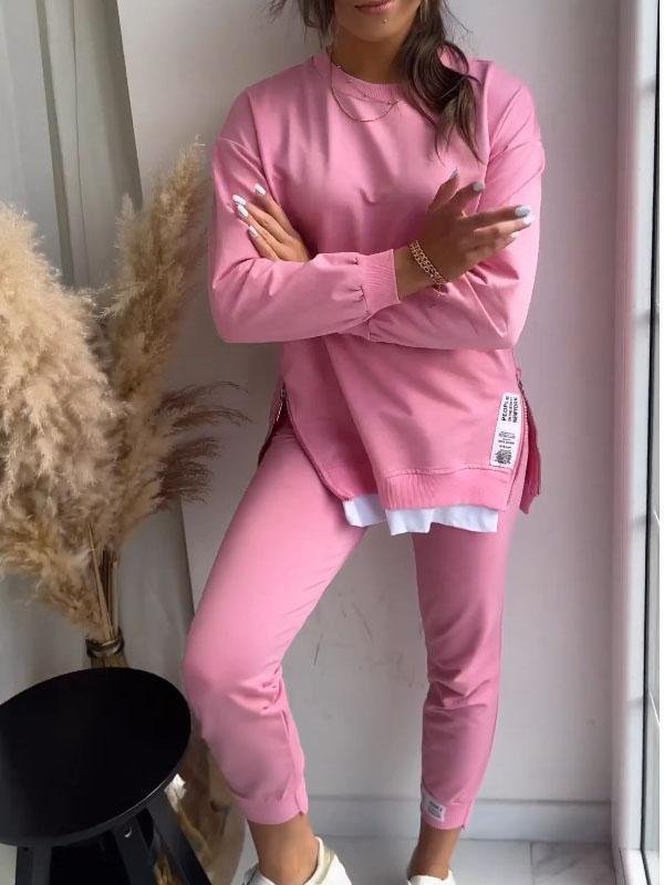Dames Loungewear Set met Sweatshirt en Broek in Relaxed Pasvorm Roze