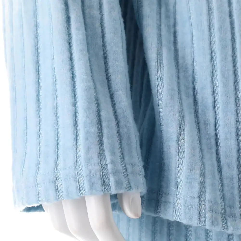 Geribbelde Loungewear Set Dames - Gebreide Trui en Broek met Wijde Pijpen Huispak