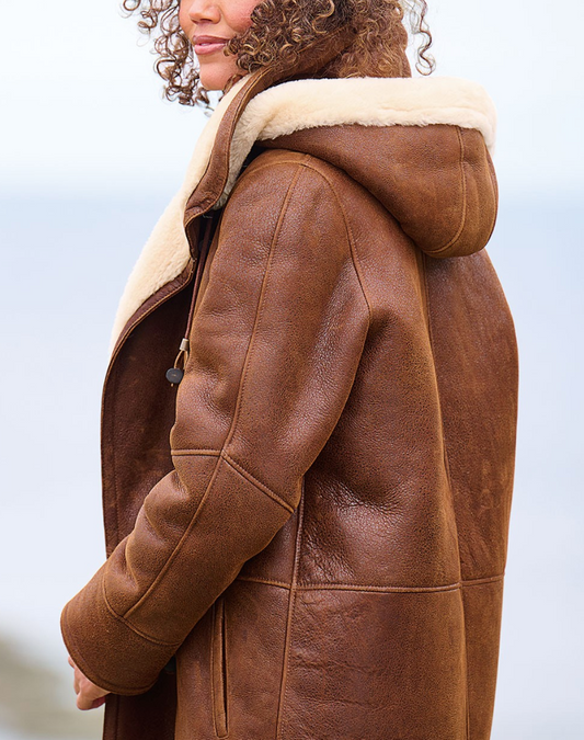 Dames Lange Winterjas met Capuchon en Fleece Binnenkant