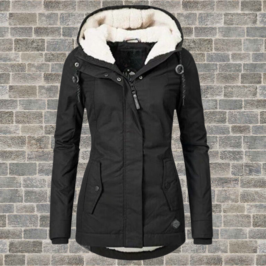 Dames Lange Parka met Capuchon Zwart