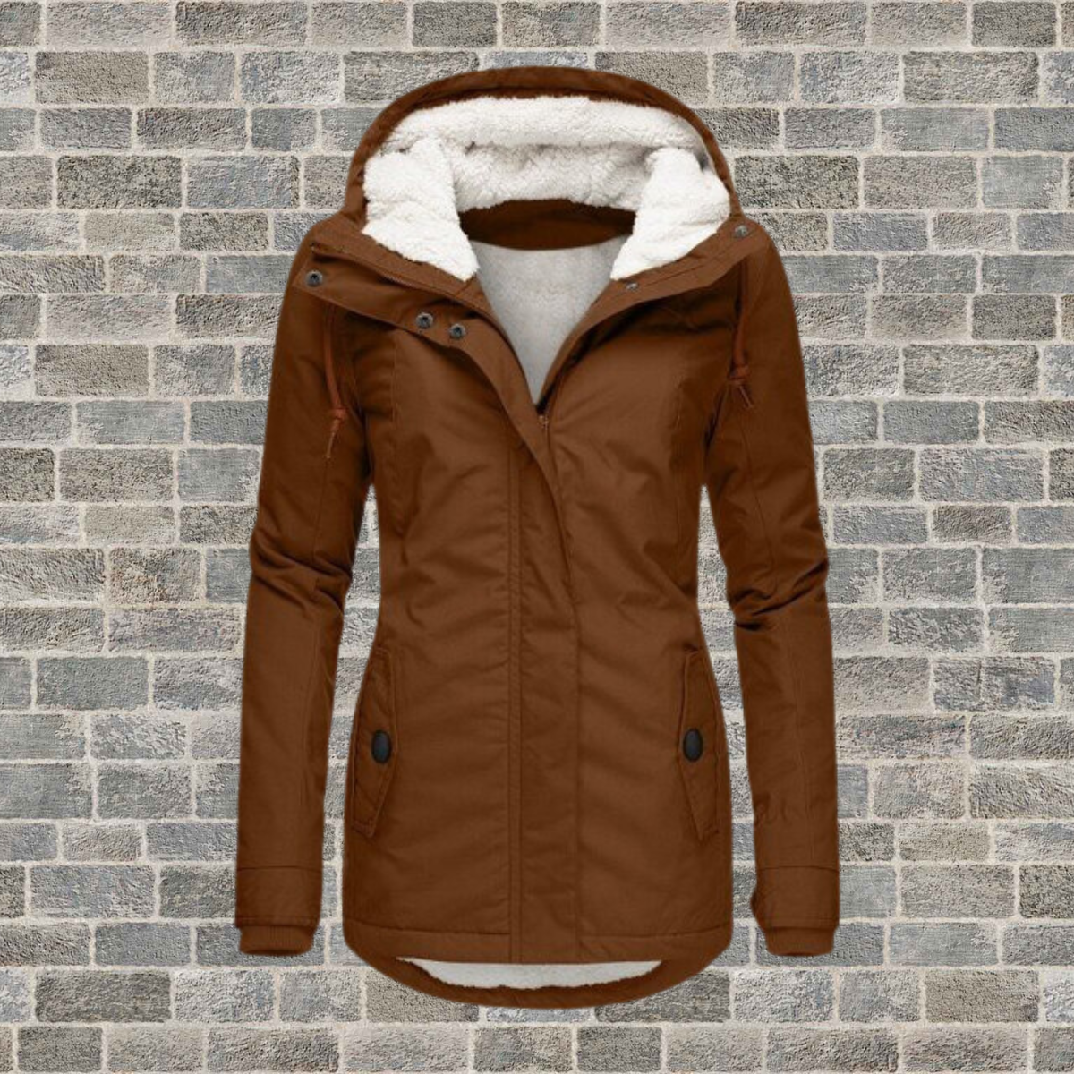 Dames Lange Parka met Capuchon Bruin