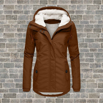 Dames Lange Parka met Capuchon Bruin