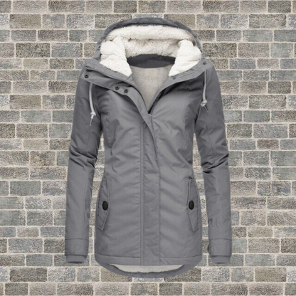Dames Lange Parka met Capuchon Grijs
