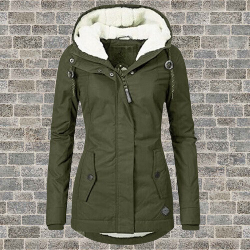 Dames Lange Parka met Capuchon Olijfgroen