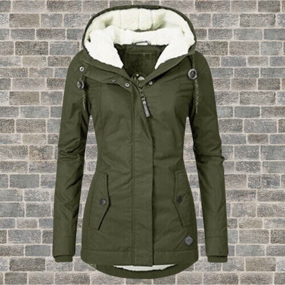Dames Lange Parka met Capuchon Olijfgroen