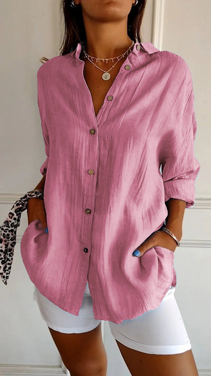 Dames Overhemd met Elegant Ontwerp en Comfortabele Pasvorm Roze