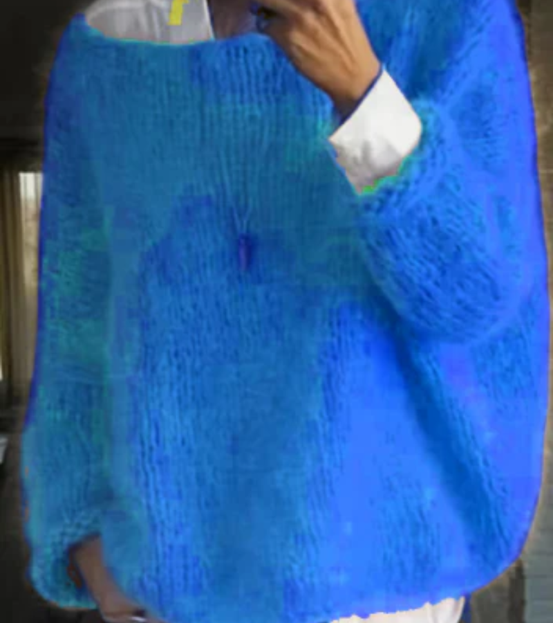 Dames Gebreide Trui met Boot Hals Blauw