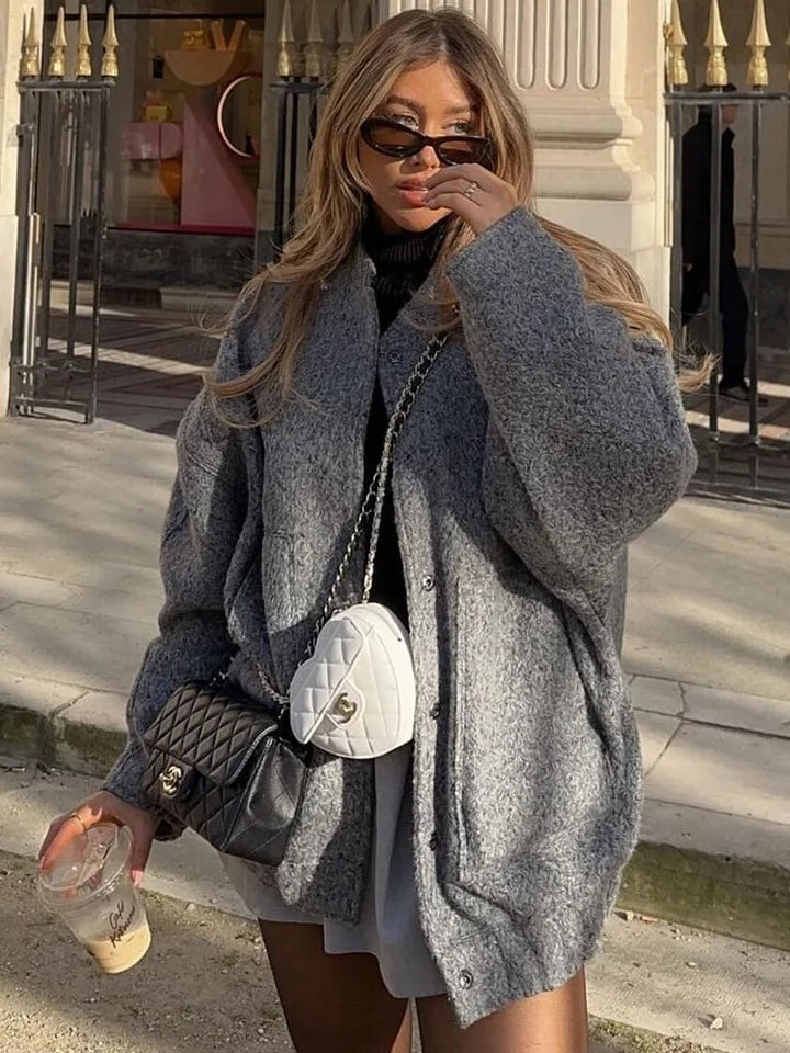 Dames Oversized Bomberjack met Praktische Zakken en Moderne Details