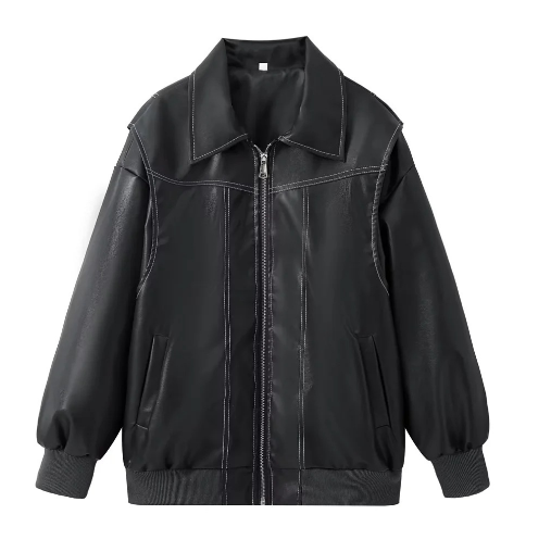 Dames Oversized Bomberjack van PU Leer met Ritssluiting