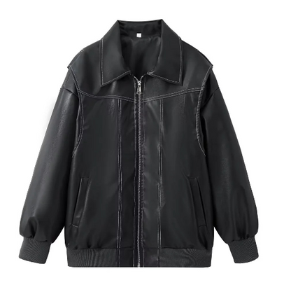 Dames Oversized Bomberjack van PU Leer met Ritssluiting