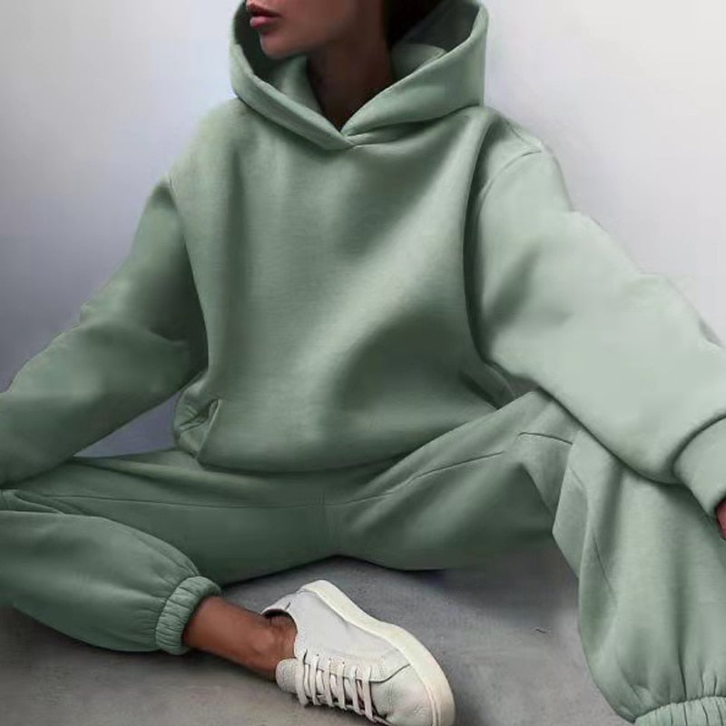 Dames Oversized Jogging Set voor Casual en Lounge Gebruik Lichtgroen