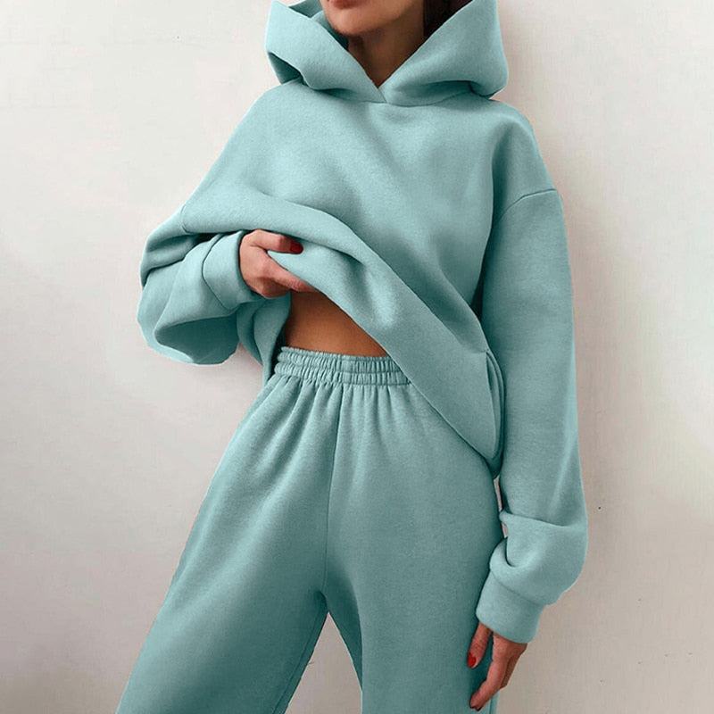 Dames Oversized Jogging Set voor Casual en Lounge Gebruik Lichtblauw