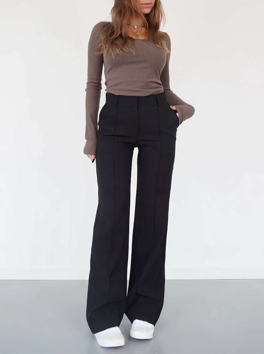 Dames Pantalon met Kreukvrij Ontwerp Zwart