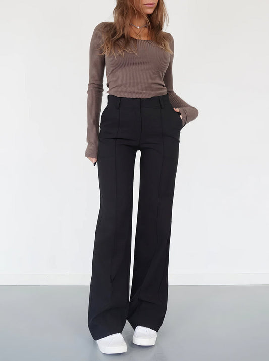 Dames Pantalon met Kreukvrij Ontwerp Zwart
