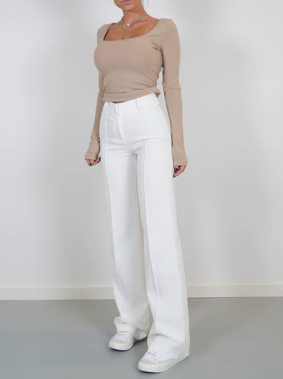 Dames Pantalon met Kreukvrij Ontwerp Wit