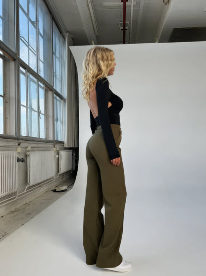 Dames Pantalon met Kreukvrij Ontwerp Groen