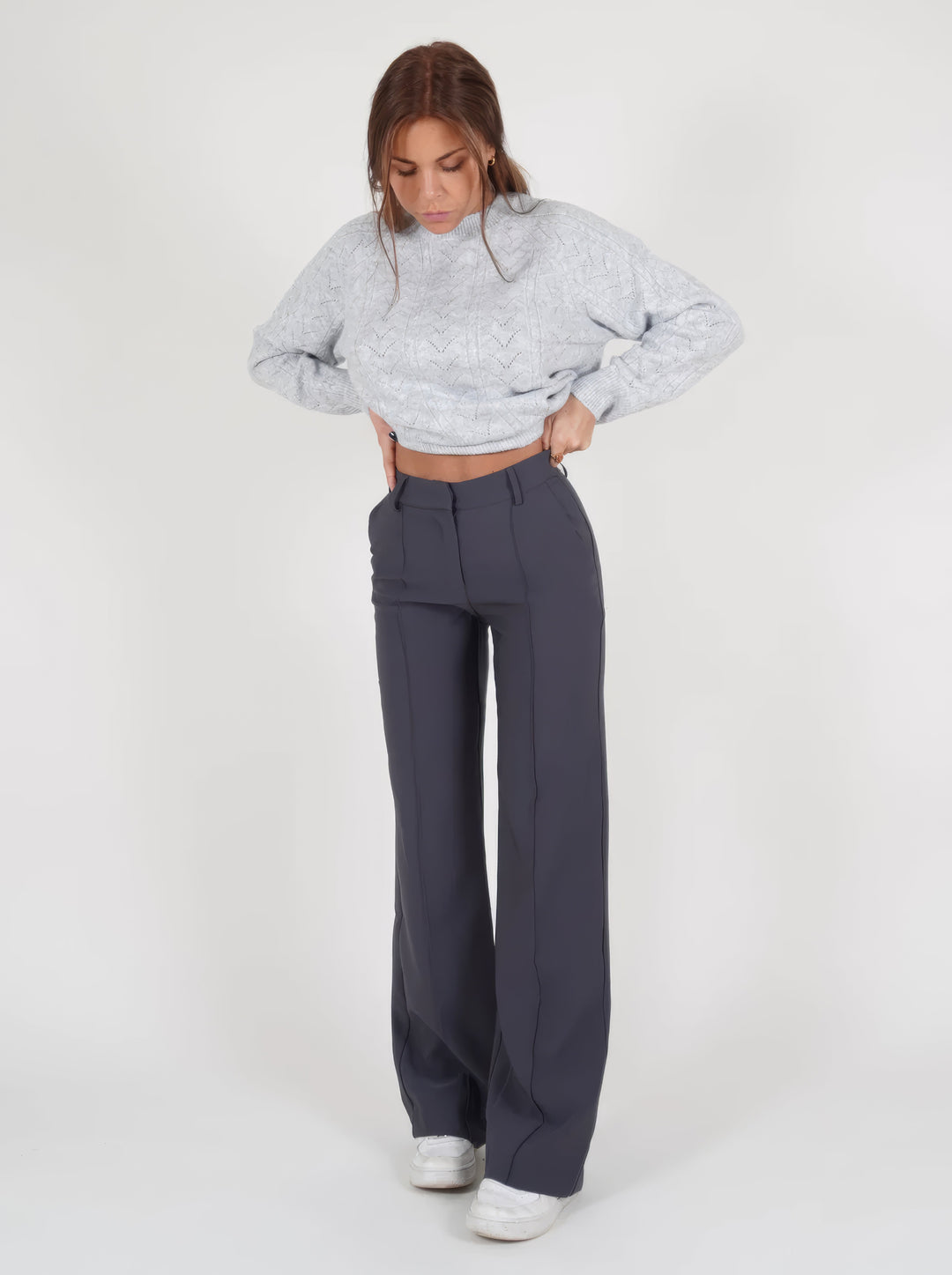 Dames Pantalon met Kreukvrij Ontwerp Grijs