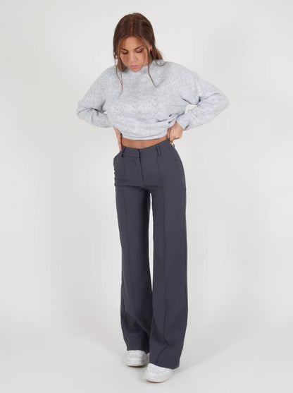Dames Pantalon met Kreukvrij Ontwerp Grijs