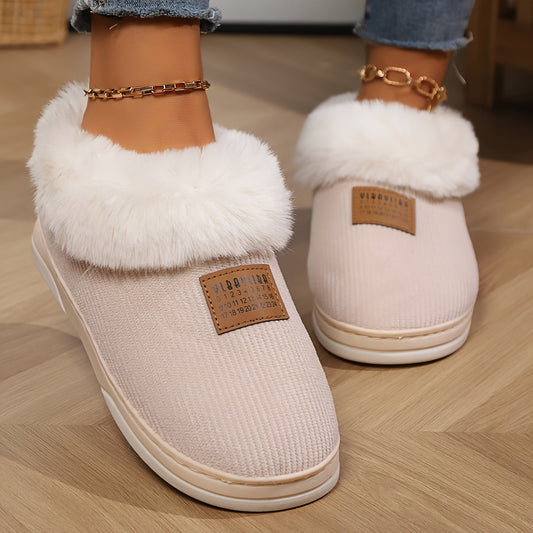 Dames Fluffy Pantoffels met Bontvoering en Antislipzool Roze