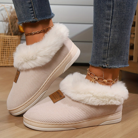 Dames Fluffy Pantoffels met Bontvoering en Antislipzool