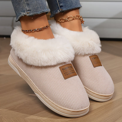 Dames Fluffy Pantoffels met Bontvoering en Antislipzool