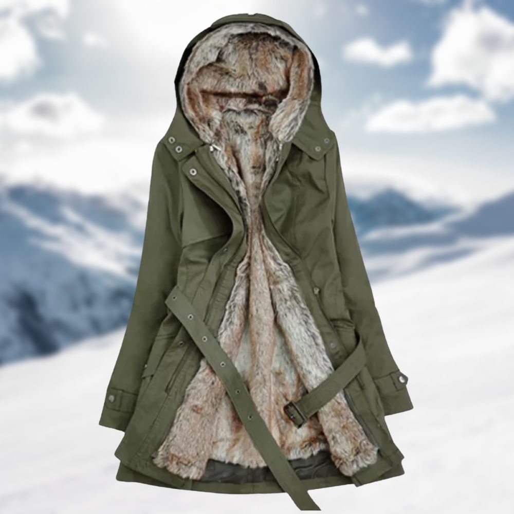 Dames Parka met Capuchon en Fleece Voering Groen