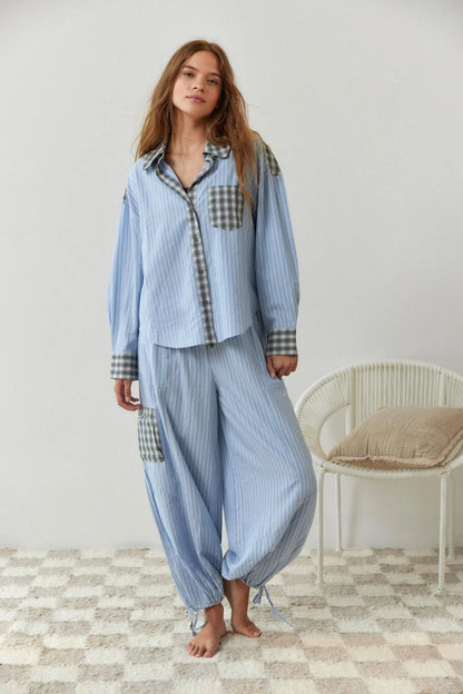 Dames Geruite pyjamaset - Comfortabele Tweedelige Nachtkleding