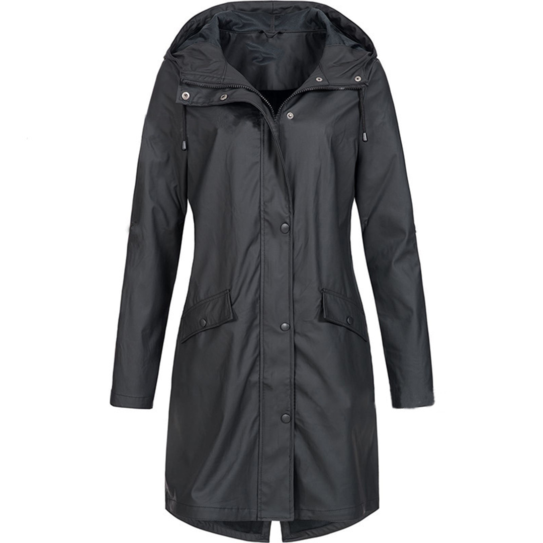 Dames Regenjas met Capuchon en Waterdichte Bescherming Zwart