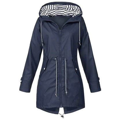 Dames Regenjas met Capuchon voor Buitenactiviteiten Marineblauw