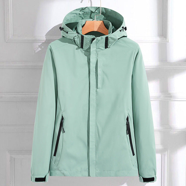 Dames Regenjas met Capuchon En Waterdicht Materiaal Lichtgroen