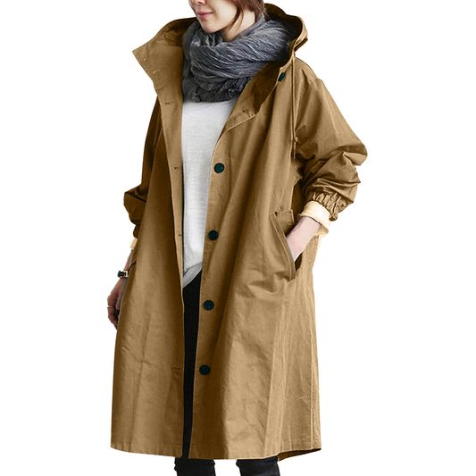 Dames Regenjas Met Knopsluiting En Weerbestendig Materiaal