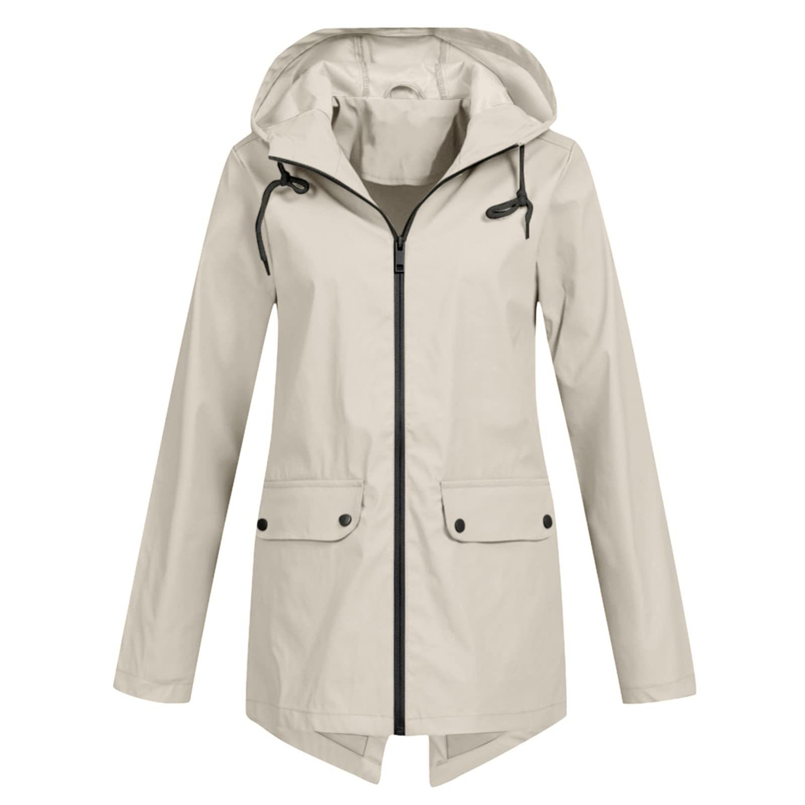 Dames Regenjas met Verstelbare Capuchon Beige