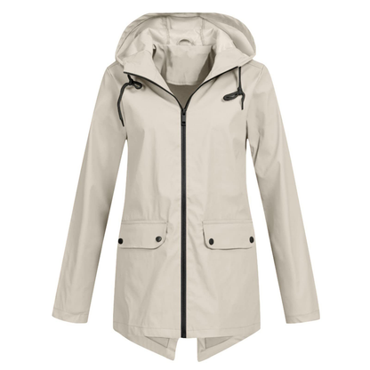 Dames Regenjas met Verstelbare Capuchon Beige