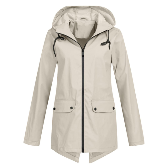 Dames Regenjas met Verstelbare Capuchon Beige