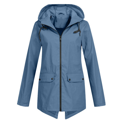 Dames Regenjas met Verstelbare Capuchon Blauw