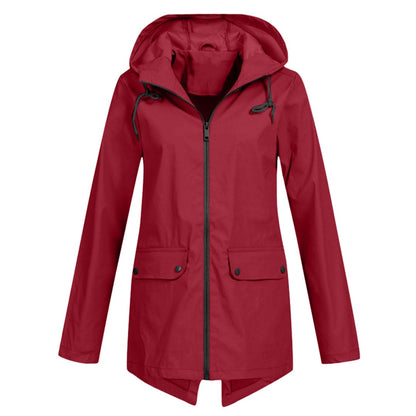 Dames Regenjas met Verstelbare Capuchon Rood