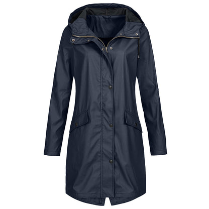 Dames Regenjas met Lange Mouwen en Winddichte Bescherming Marineblauw