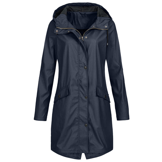 Dames Regenjas met Lange Mouwen en Winddichte Bescherming Marineblauw