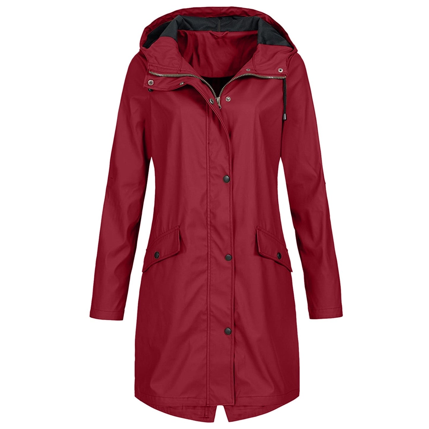 Dames Regenjas met Lange Mouwen en Winddichte Bescherming Rood