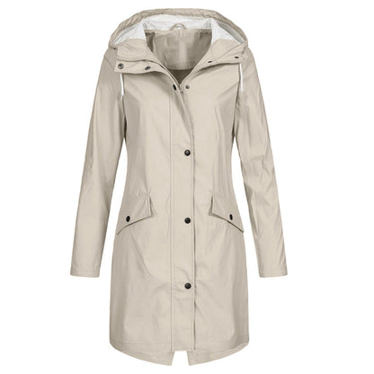 Dames Regenjas met Lange Mouwen en Winddichte Bescherming Beige