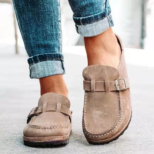 Dames Sandalen met Decoratieve Gesp en Zachte Zool Khaki