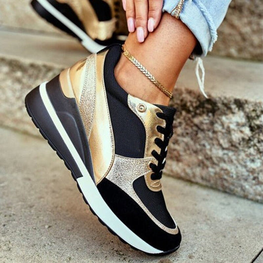 Dames Sneakers met Gouden Accenten Goud